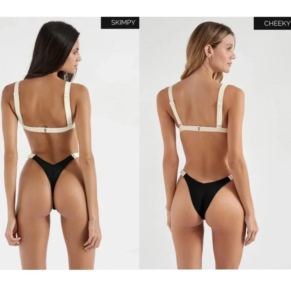 NWT OneOne Swimwear SET Bikini Cape Swimsuit Black White Marina Elena NEW Trendy - Picture 13 of 17